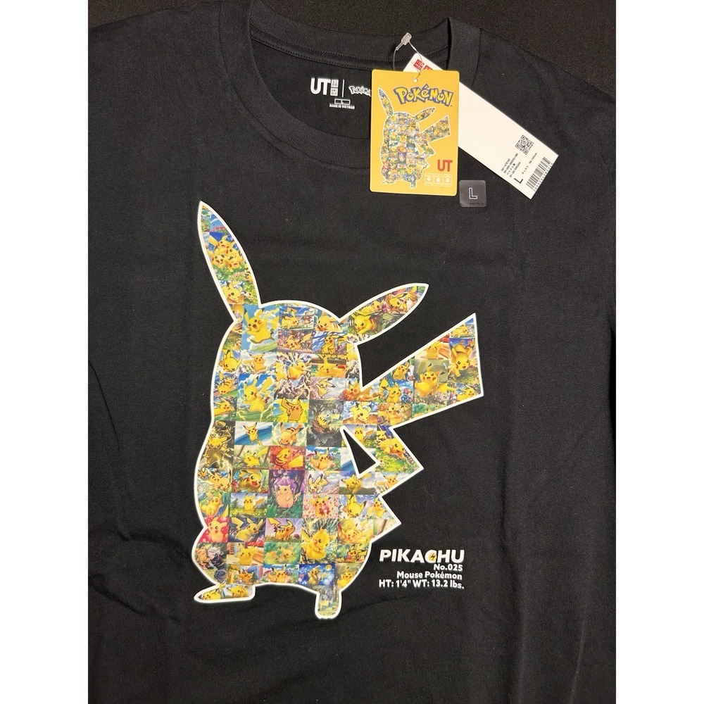 Uniqlo UT Pokemon Pikachu T-Shirt Black Graphic Anime Rare Mens L - Picture 2 of 6